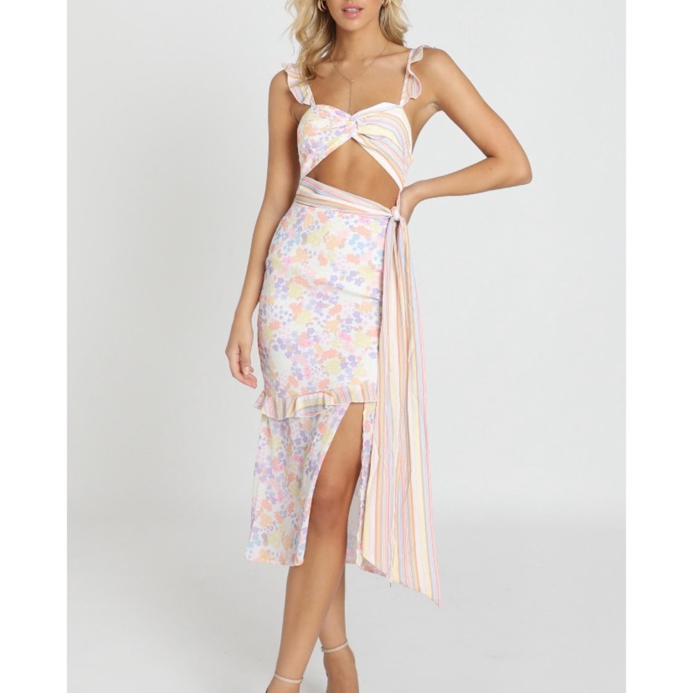 Multi Floral Stripe Dress